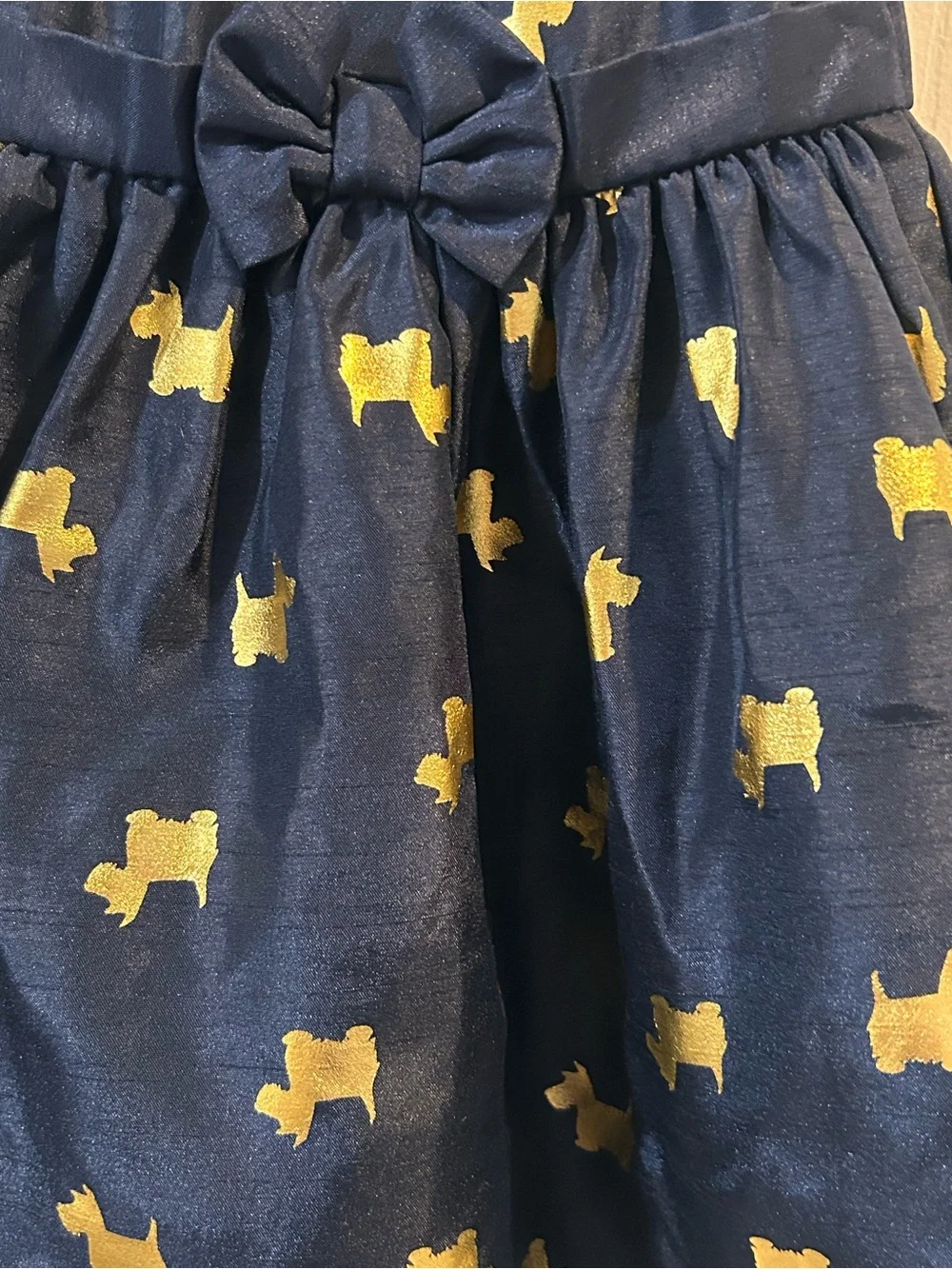 Gymboree Navy Blue Dress with Gold Dog Print